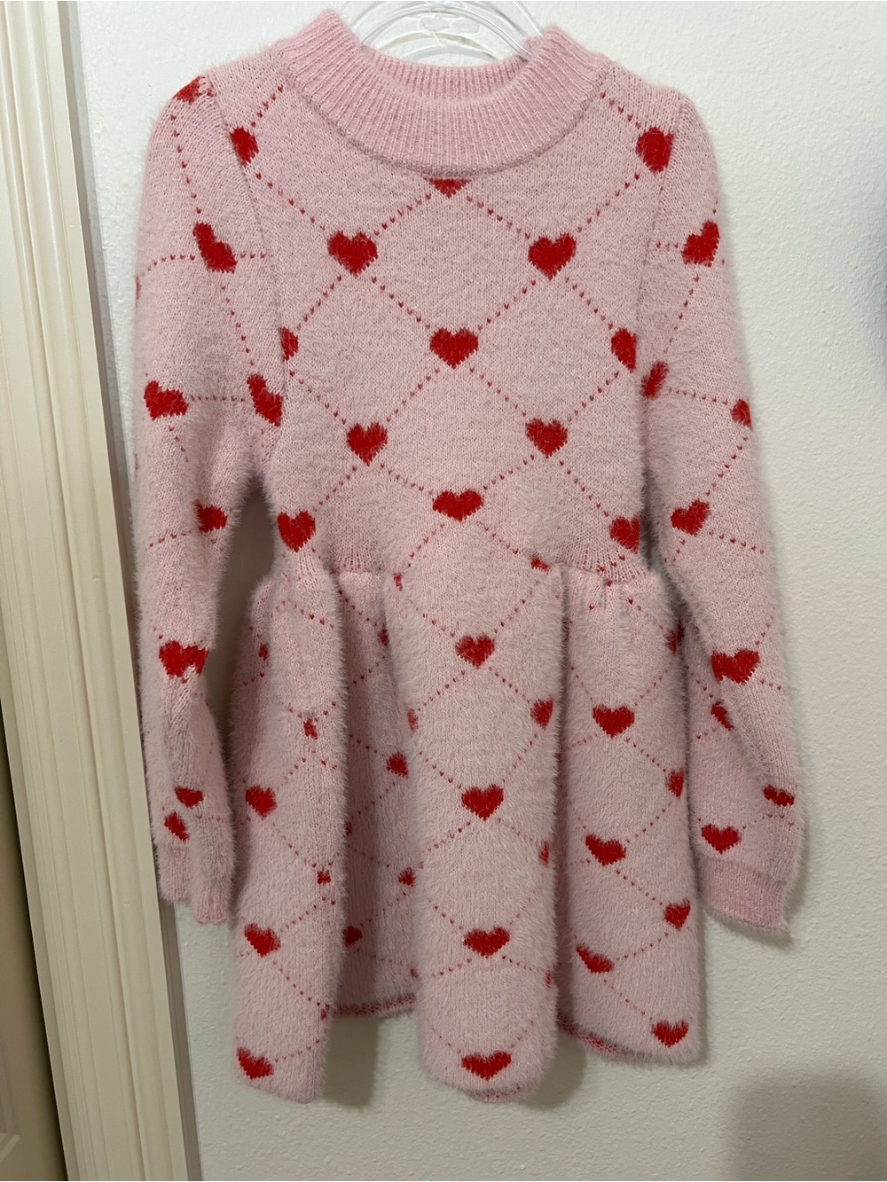 Lola + The Boys Pink and Red Heart Knit Dress